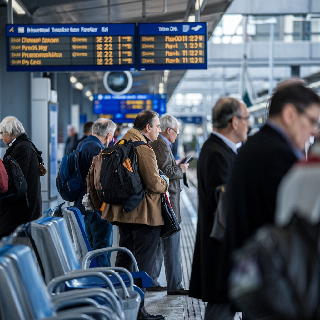 Passagers attendant à une gare régionale