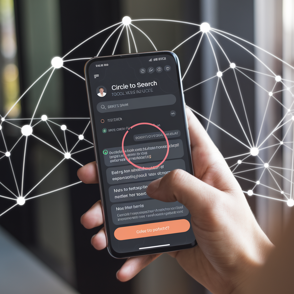 Écran de smartphone avec Circle to Search en action