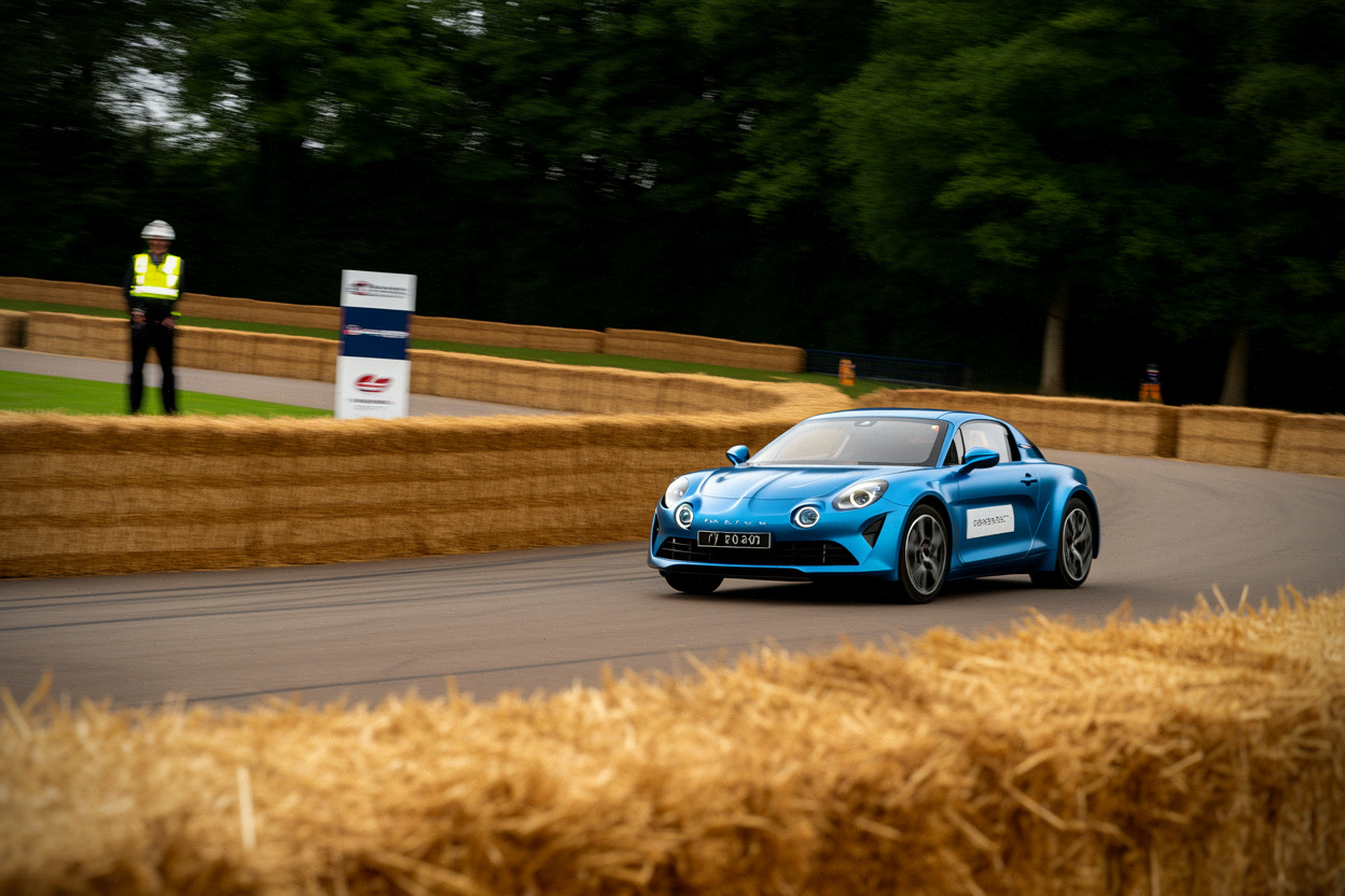 Prototype Alpine A110 électrique en démonstration sur la côte de Goodwood