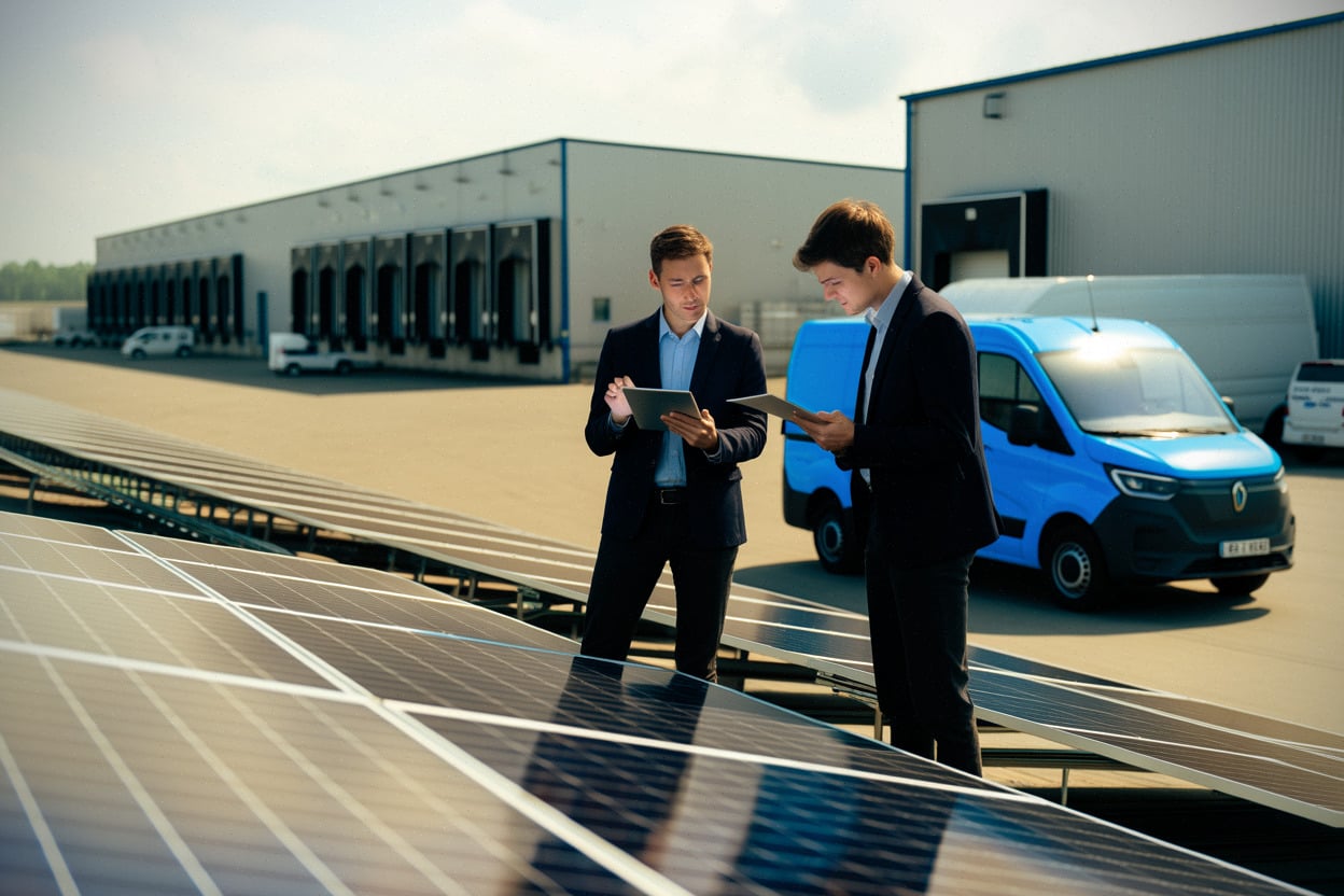 Installation solaire distribuée sur toiture industrielle en Europe