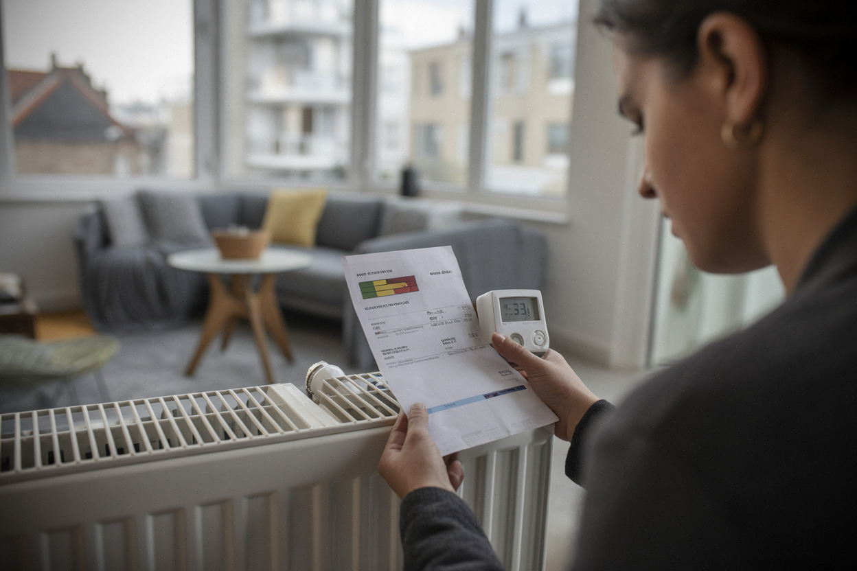 Facture de gaz domestique avec thermostat dans un logement belge