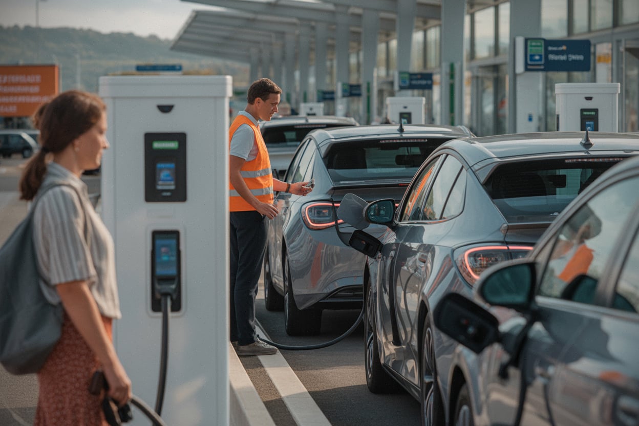 0f4eb57235630e61 1,4 million de voitures 100 % électriques, 16 bornes occupées, ce que les départs d'été révèlent sur l'autoroute