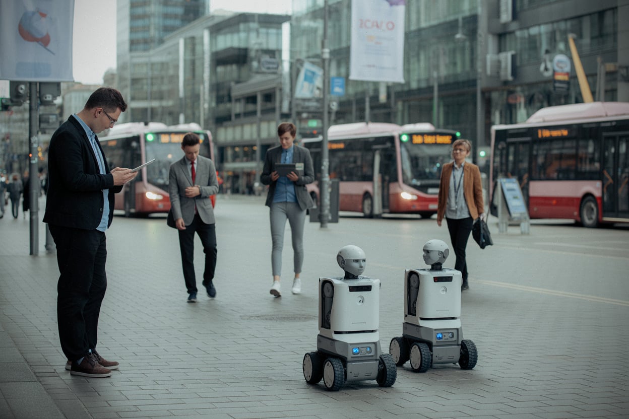 7051859ecc6fbda3 En Pologne, des robots manifestent contre l'IA, cette mise en scène inattendue relance le débat sur l'emploi en Europe