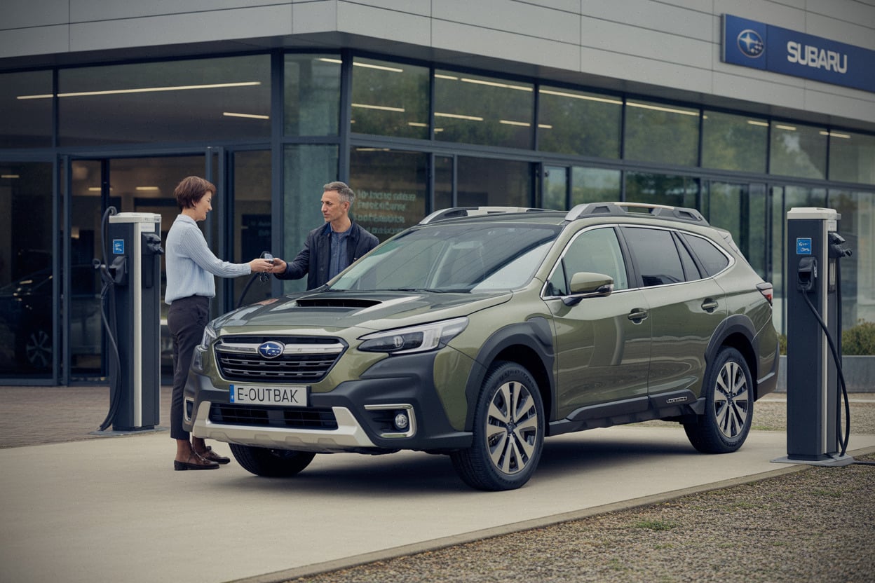 7518dd1197cd614e 52 990 €, 100% électrique, break surélevé en concessions, ce Subaru E-Outback surprend face aux SUV électriques en France