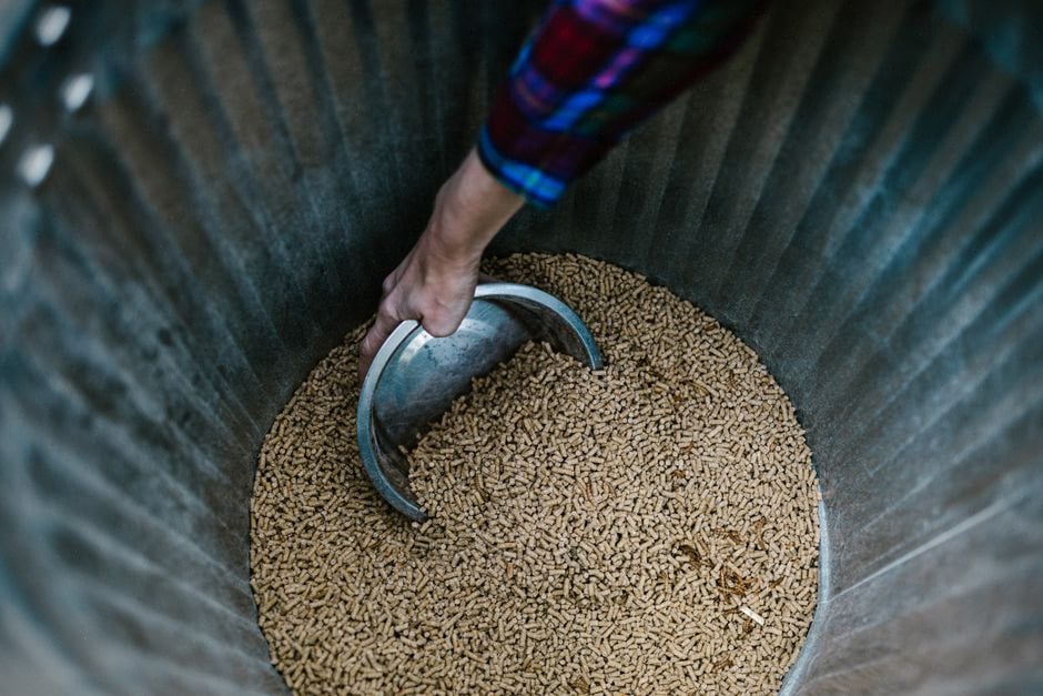 Pellets en vrac livrés dans un silo domestique moderne